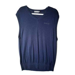 Peter Millar Mountain Lake Mens Golf Sweater Vest Navy Blue V-Neck Ribbed XL